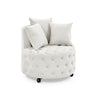 Modern Upholstered Swivel Chair With Button Tufted Design And Movable Wheels