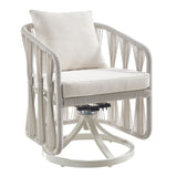 Breeze - Cream Metal Outdoor Swivel Dining Chair With Cushions - Pearl