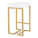Midas - 26" Contemporary - Glam Counter Stool - Gold With White Velvet Cushion (Set of 2)