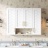 Wall Mounted Medicine Cabinet With 5 Adjustable Shelves, Exquisite Carving - White