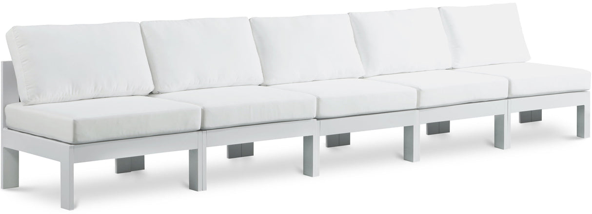 Nizuc - Outdoor Patio 5 Seat Modular Armless Sofa With White Frame