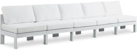Nizuc - Outdoor Patio 5 Seat Modular Armless Sofa With White Frame