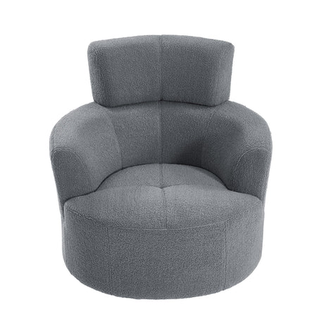 360° Swivel Chair Upholstered Accent Barrel Chair With Adjustable Headrest