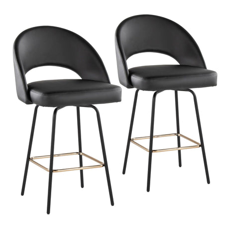 Renee - Upholstered Fixed-Height Counter Stool (Set of 2) - Black Metal