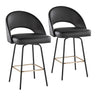 Renee - Upholstered Fixed-Height Counter Stool (Set of 2) - Black Metal