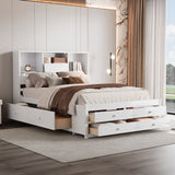 Platform Bed With Storage Headboard And 8 Drawers