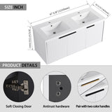 Contemporary Wall Mounted Bathroom Vanity With Resin Double Sink