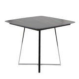 Folia - Dinette Table - Chrome Metal, Black Textured Marble, Black Wood