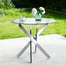 Dining Table With Cross Metal Leg And Tempered Glass, Modern Space Saving Kitchen Table For Living Room