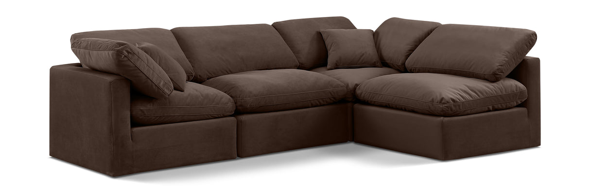 Indulge - Velvet 4 Piece Modular Sectional