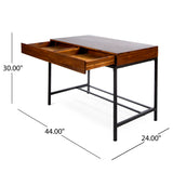 Industrial Style Storage Desk With Acacia Wood Top And Metal Legs - Oak