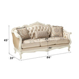 Chantelle - Sofa With 3 Pillows - Rose Gold Synthetic Leather /Fabric & Pearl White
