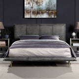 Metis - Eastern King Bed - Gray Top Grain Leather