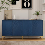 Modern 4 Door Sideboard With Creative Carved Surface And Adjustable Shelves