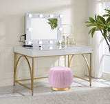 Lightmane - Vanity Desk Same 92660) - White High Gloss & Gold