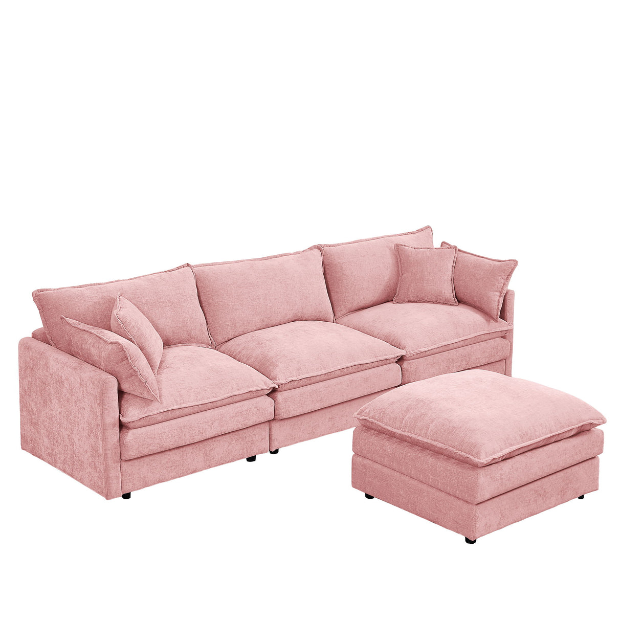 Modular L-Shaped Sectional Sofa With Movable Ottoman