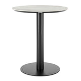 Jazmin - 40" Outdoor Round Sintered Stone Bar Table With Aluminum Pedestal Base - Black / White