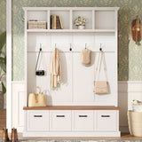 Hall Tree With Storage Bench Mudroom Coat Rack With 6 Hooks