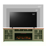 Vineyard - 97" Fireplace TV Stand Console For TVs Up To 100" - Sage Green And Fruitwood Finish