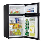 Danby DCR031B1BSLDD compact fridge doors propped open