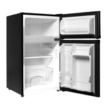 Danby DCR031B1BSLDD compact fridge open, right angle