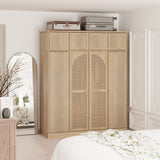 8 Door Armoire Wardrobe With Adjustable Shelves And Hanging Rod