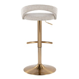 Grotto - Upholstered Adjustable Barstool - Gold Metal Base