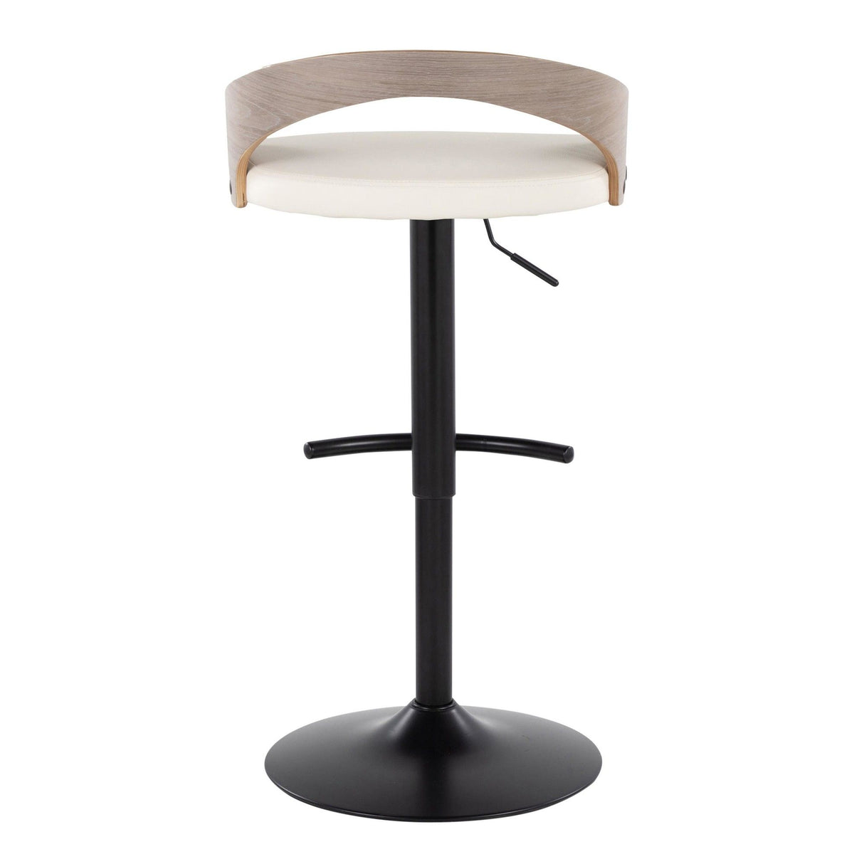 Grotto - Adjustable Barstool - Black Metal, Light Gray Wood