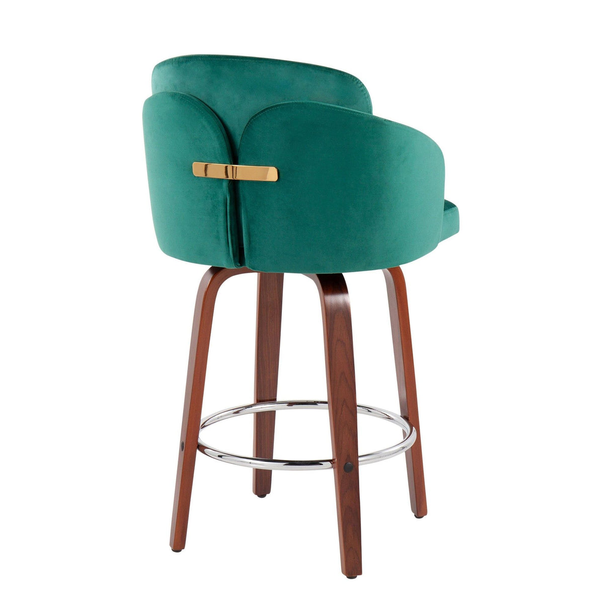 Dahlia - Contemporary Counter Stool With Velvet Seat (Set of 2) - Walnut Wood