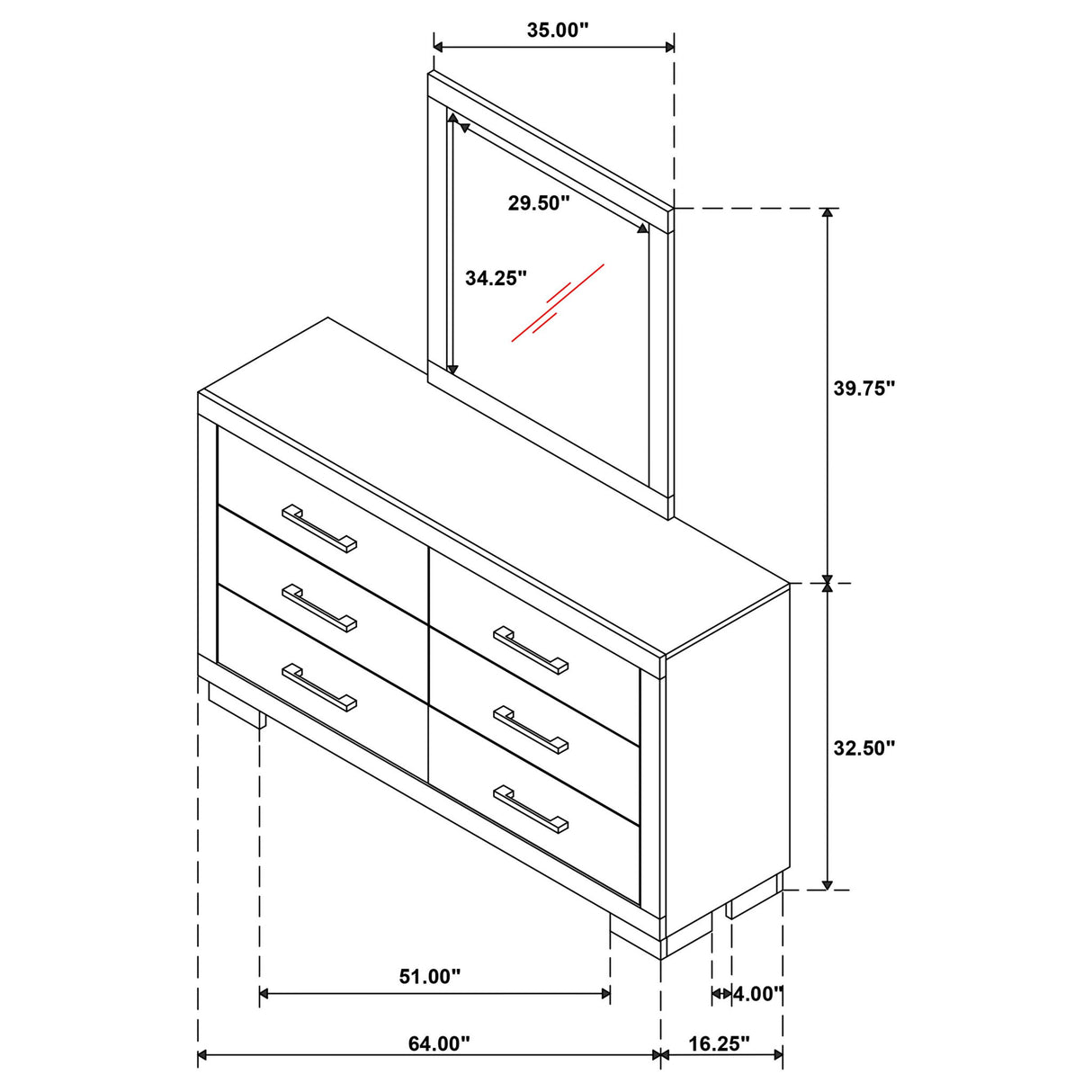 Polk - 6 Drawer Dresser With Mirror