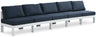 Nizuc - Outdoor Patio 5 Seat Modular Armless Sofa With White Frame
