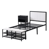 Platform Bed With 2 Tier Storage Shelves, Storage Cabinet
