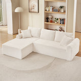 Modular Corduroy Sectional With Arched Armrests, Includes 3 Back Cushions & 2 Throw Pillows