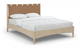 Santos - Vegan Leather Headboard And Wood Bed - Waxed Natural Frame