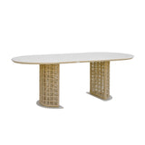 Driftbay - Outdoor Oval Dining Table - White / Natural