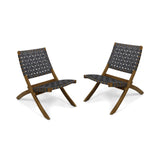 Solidago - Outdoor And Strapping Belt Folding Chairs, (Set of 2) - Black / Brown