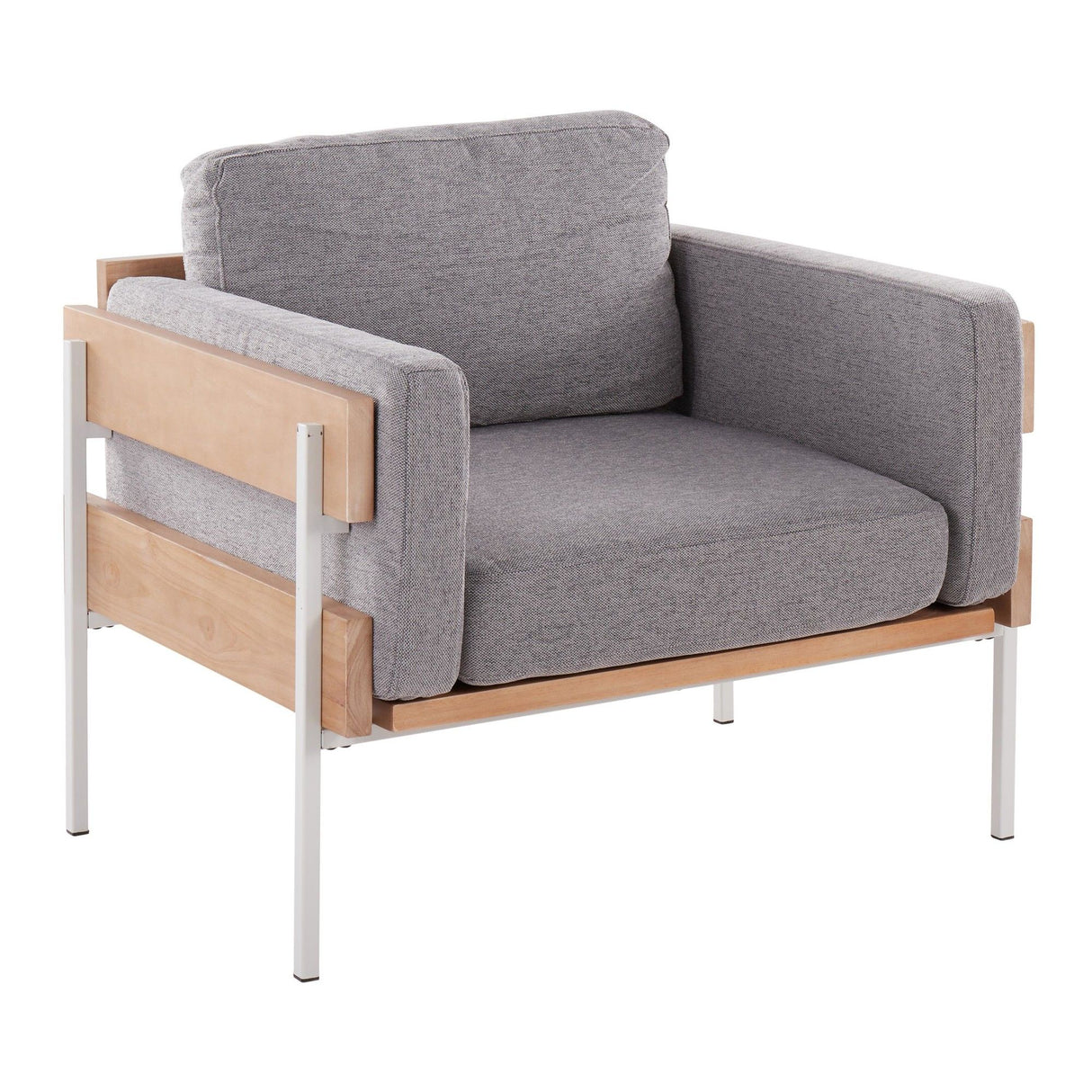 Kari - Farmhouse Accent Chair - White Metal, Natural Wood