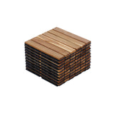 Interlocking Deck Tiles Striped Pattern, Square Acacia Hardwood Outdoor Flooring For Patio, Bancony, Pool Side