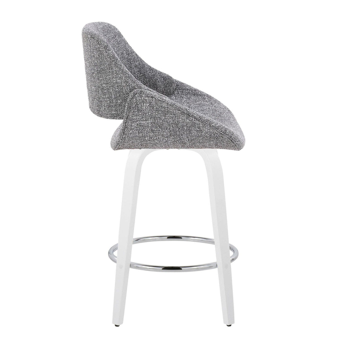 Cinch - Contemporary Fixed-Height Swivel Counter Stool (Set of 2) - White Wood And Chrome