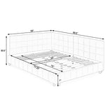 Mid-Century Storage Upholstered Tufted Bed Frame With Backrest And Armrests