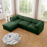 Contemporary Elegant White Chenille Sofa With Storage And Ottoman