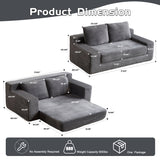 Loveseat Sofa, Comfortable Deep Seat Sofa Bed, Modern Small Corduroy Couch For Living Room Bedroom,Reversible Cushion With Pillows,No Assembly Required,Dark Gray