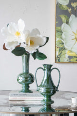 Round Dining Table With Elegant Floral Design And Mirrored - Silver Multi