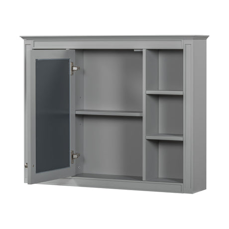 Wall Mounted Medicine Cabinet With Mirror, Storage Cabinet Featuring 6 Open Shelves And Adjustable Interior