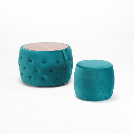 Nesting Ottomans 2 Piece With Tray, 4 In 1 Function