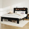 Wood Platform Bed Frame With Storage LED Light Headboard & USB