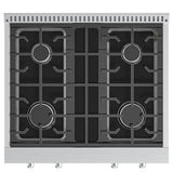 30 in Gas Range-Top with 4 Sealed Italian Burners and Stainless-Steel Stovetop Knobs.