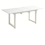 Square Extendable Dining Table With Metal Leg, Modern Space Saving Kitchen Table For Living Room