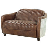 Brancaster - Loveseat - Retro Brown Top Grain Leather & Aluminum
