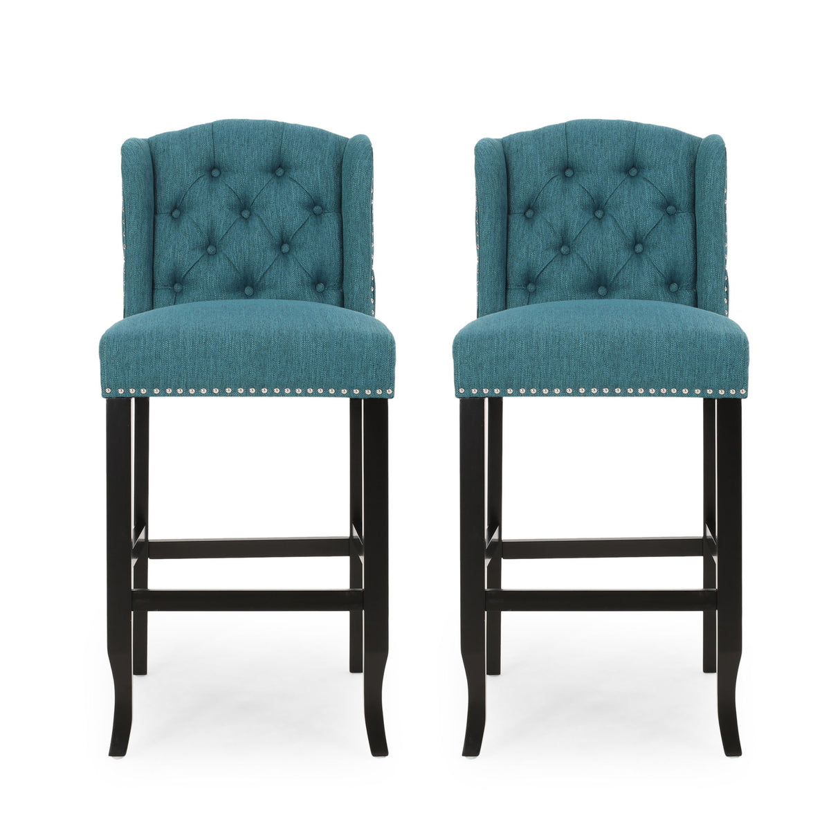 Vienna - Contemporary Fabric Tufted Wingback Counter Stools (Set of 2)